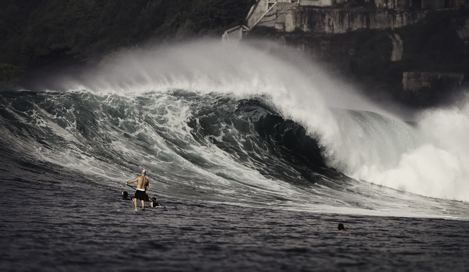 East side showing you the goods. Pete Cox and friends surveying the playing field. East Coast, Bali.
